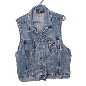 Vintage Disney Pooh woman embroidered cotton Eeyore denim vest (size 1X)